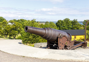 Cannon in Suomenlinna fortress area in Helsinki