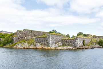 Fototapeta na wymiar Stone walls of Suomenlinna fortress in Helsinki, Finland