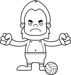 Cartoon Angry Beach Volleyball Player Sasquatch