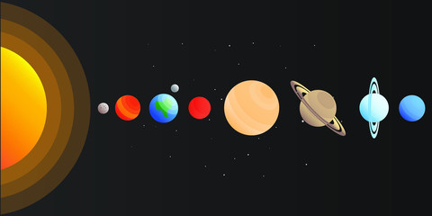 Vector illustration of our Solar System with gradient planets. © Phanuwat Y.