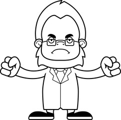 Cartoon Angry Scientist Sasquatch