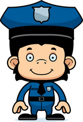 Cartoon Smiling Police Officer Chimpanzee