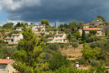 The picturesque view on the houses of Fayence village in Cote d&rsquo;Azur, Provence, France