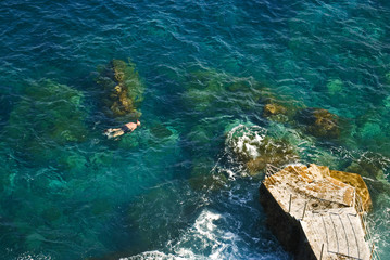 Man snorkeling in the Atlantic Ocean