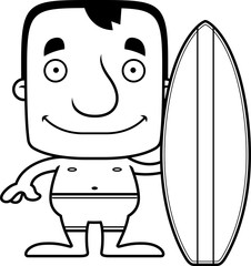 Cartoon Smiling Surfer Man