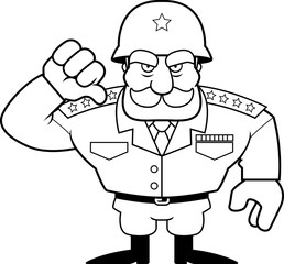 Cartoon Military General Thumbs Down
