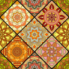 Seamless pattern. Vintage decorative elements. Hand drawn background. Islam, Arabic, Indian, ottoman motifs. Perfect for printing on fabric or paper.