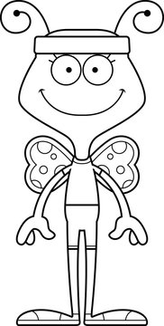 Cartoon Smiling Fitness Butterfly