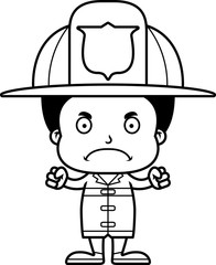 Cartoon Angry Firefighter Boy