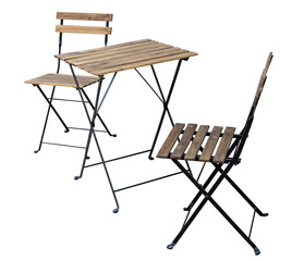 table and chairs on white