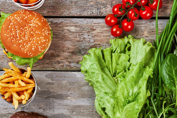 Fast food and greenery opposite.