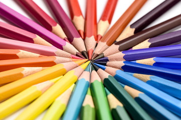 Fototapeta premium Colored pencils on white background