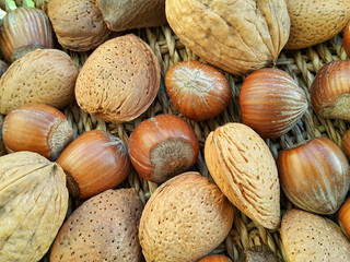 Mix of different types nuts
