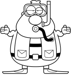 Cartoon Scuba Diver Confused
