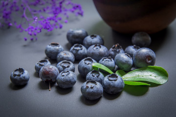 blueberries on black