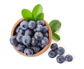 Blueberries in bowl isolated