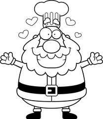 Cartoon Santa Claus Chef Hug