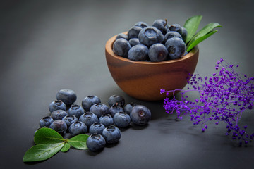 blueberries on black