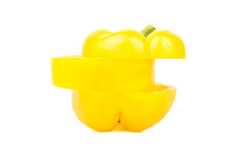 Fototapeta na wymiar Cut yellow pepper