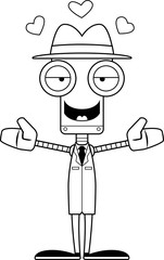 Cartoon Detective Robot Hug