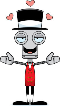 loving robot wearing top hat clip art preview