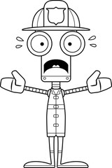 Cartoon Scared Firefighter Robot