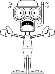 Cartoon Scared Snorkeler Robot
