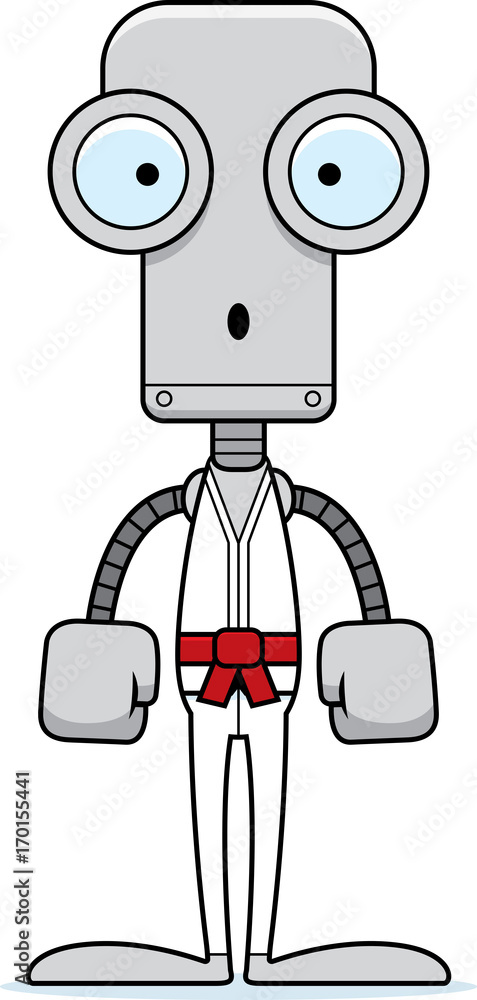 Sticker cartoon surprised karate robot