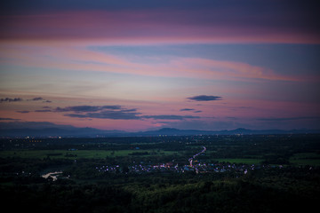 A small village in the countryside,asia,lighting at night
