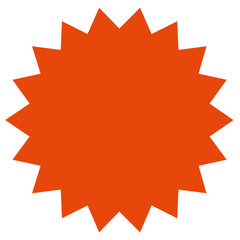 Red starburst, sunburst badge.  Vintage label, sticker. Simple flat style.Design elements. Vector illustration