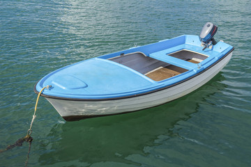 moored little motorboat 
