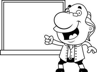 Cartoon Ben Franklin Chalkboard