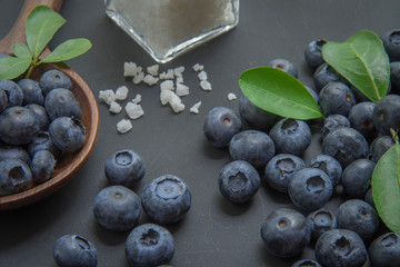 blueberries on black
