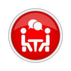 Conference icon. People sitting at the table.