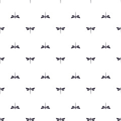 Seamless vector illustration. Pattern with silhouettes dragonfly pattern directed up and down on white background