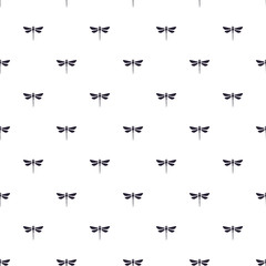 Seamless vector illustration. Pattern with silhouettes dragonfly pattern upward on white background