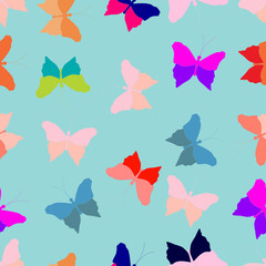 Naklejka na ściany i meble Seamless pattern with colorful butterflies