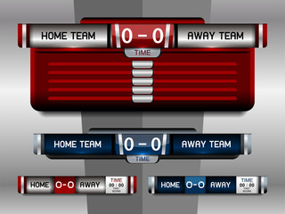 Scoreboard Broadcast Graphic and Lower Thirds Template for soccer and football, vector illustration