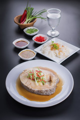 Chinese style marinated steamed fish