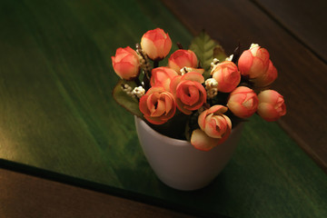 Orange handmade fabric roses