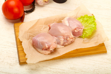 Boneless raw chicken thighs