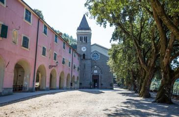 MONTEROSSO AL MARE, ITALY, AUGUST 18, 2017 - Sanctuary of Nostra Signora di Soviore, La Spezia province, near Monterosso in 5 terre, Italy.