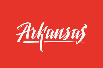 Arkansas USA State Word Logo Hand Painted Brush Lettering Calligraphy Logo Template