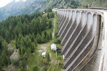 lago fedaia lake in dolomites at marmolada