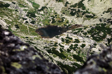 Mountain lake over the waterfall Skok, Slovakia