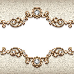 Vintage diamond jewellery card, flourish decoration