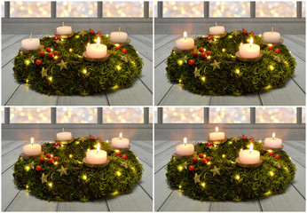 Adventskranz - 1, 2, 3, und 4. Advent