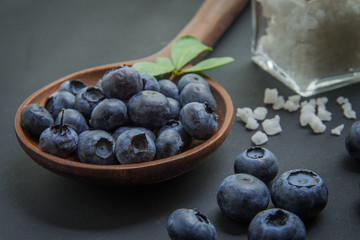 blueberries on black