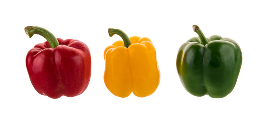 three bell peppers isolated