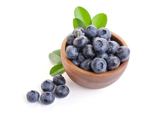 Blueberries in bowl isolated